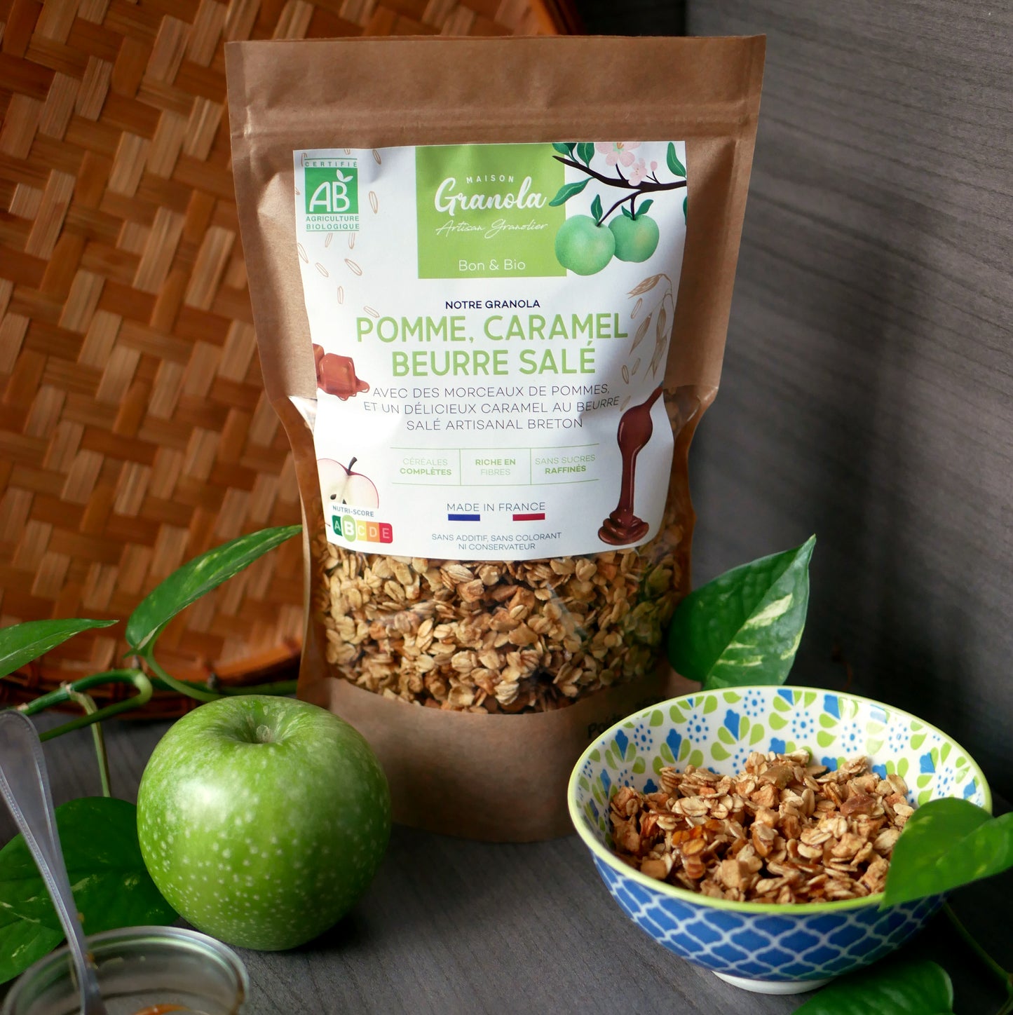 Granola caramel et pommes bio artisanal